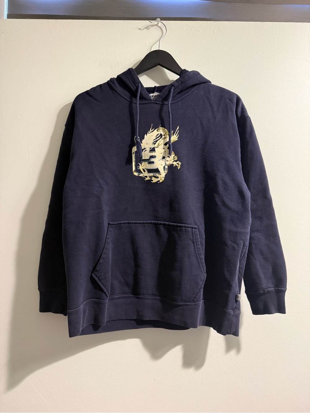 Y2K Navy Dragon Graphic Hooded Sweatshirt